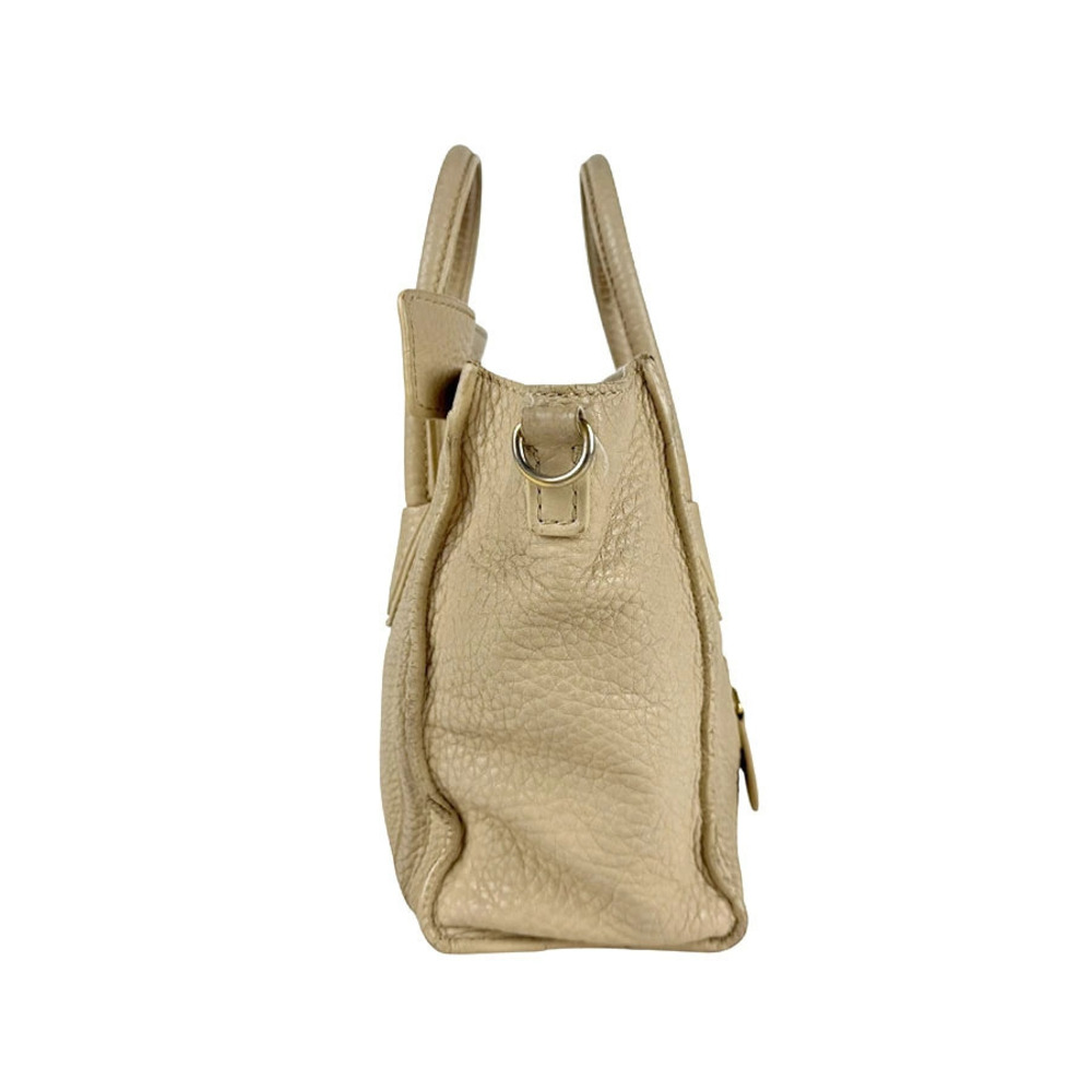 Celine Bag Leather Shoulder Luggage Beige 2way Shopper Tan